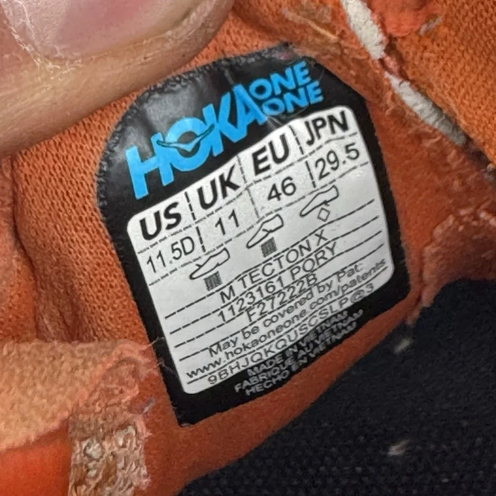 Size 11.5 D - Mens Hoka One One‎ Tecton X 1123161 PORY Orange Running Sneakers